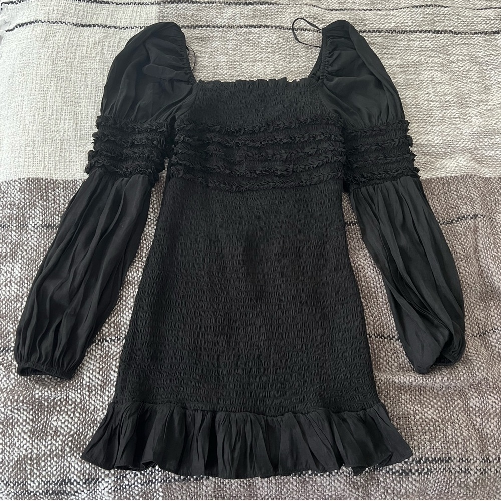 Do + be ruched black mini dress size s NWOT